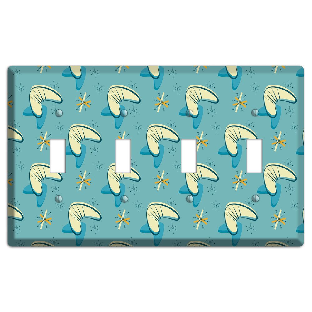 Yellow and Blue Boomerang 4 Toggle Wallplate