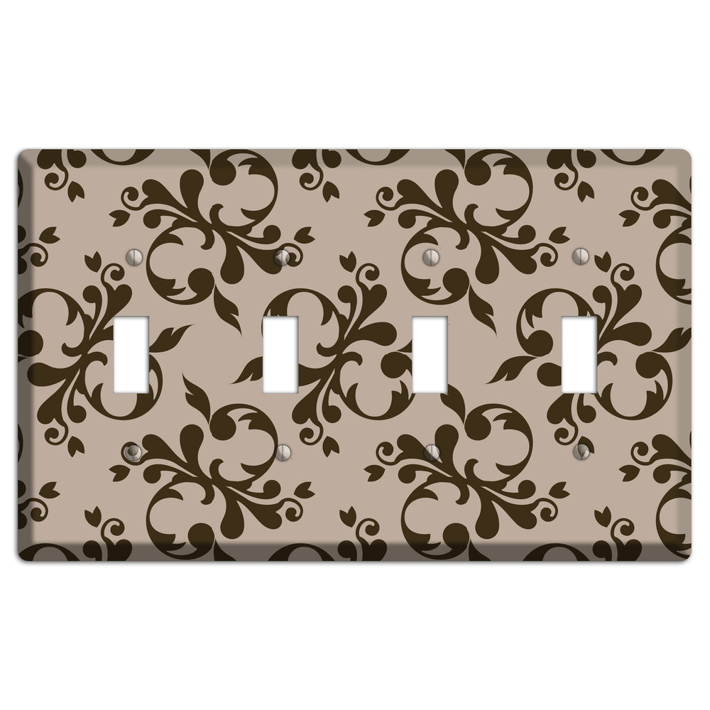 Beige Victorian Toile 4 Toggle Wallplate
