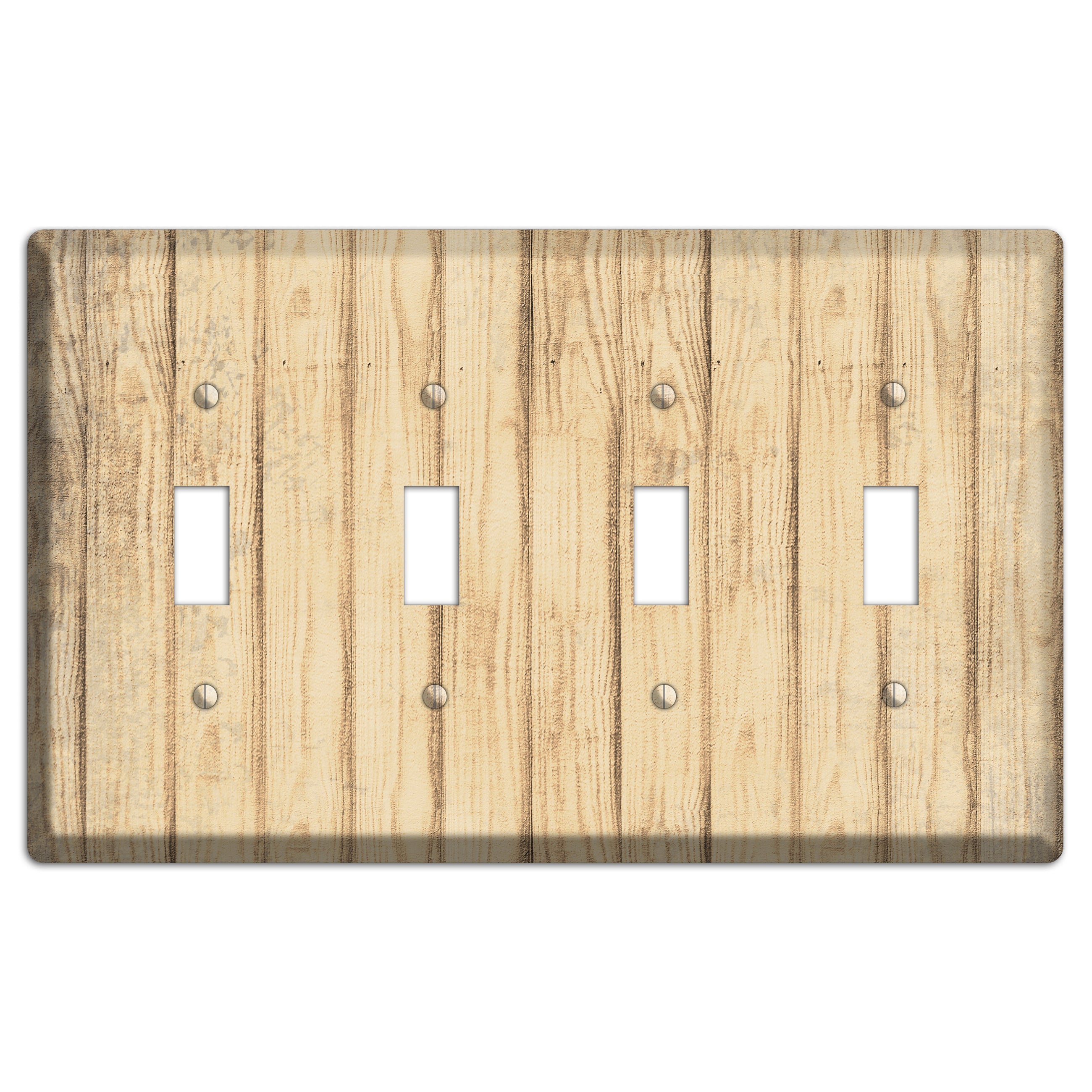Hampton Weathered Wood 4 Toggle Wallplate