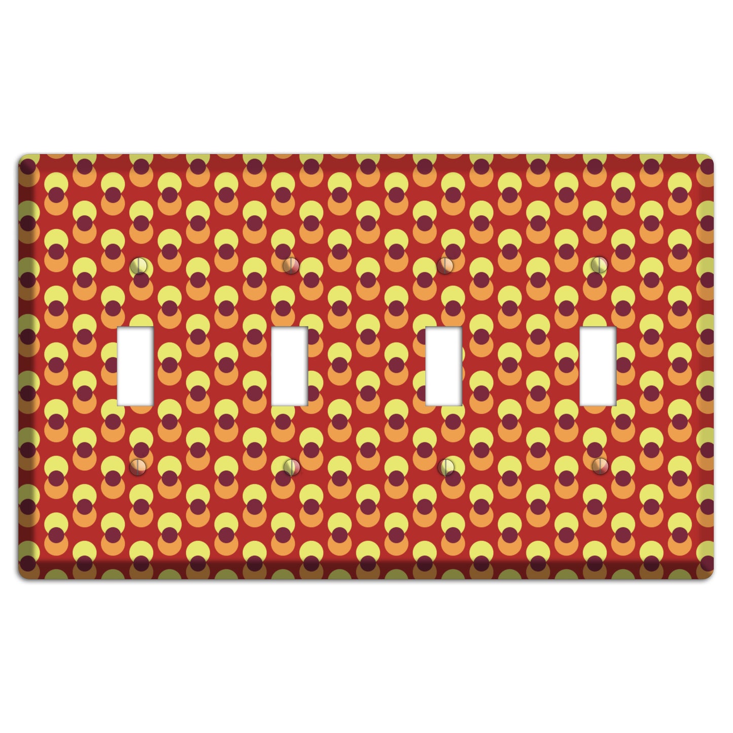 Red Yellow Coral Overlain Dots 4 Toggle Wallplate