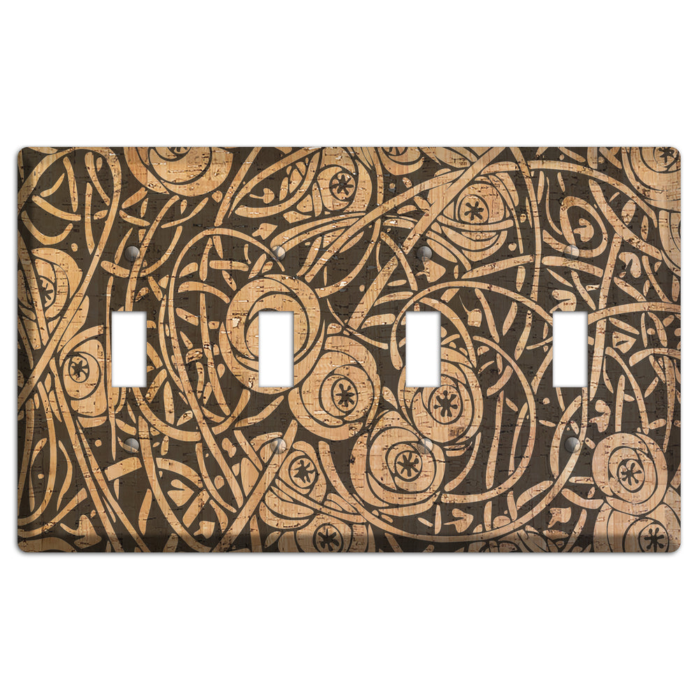 Deco Floral Cork 4 Toggle Wallplate