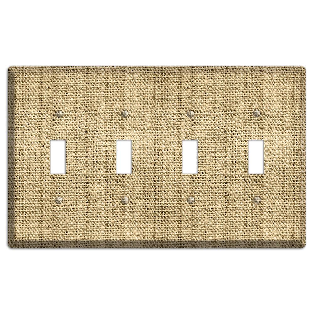 Indian Khaki Burlap 4 Toggle Wallplate