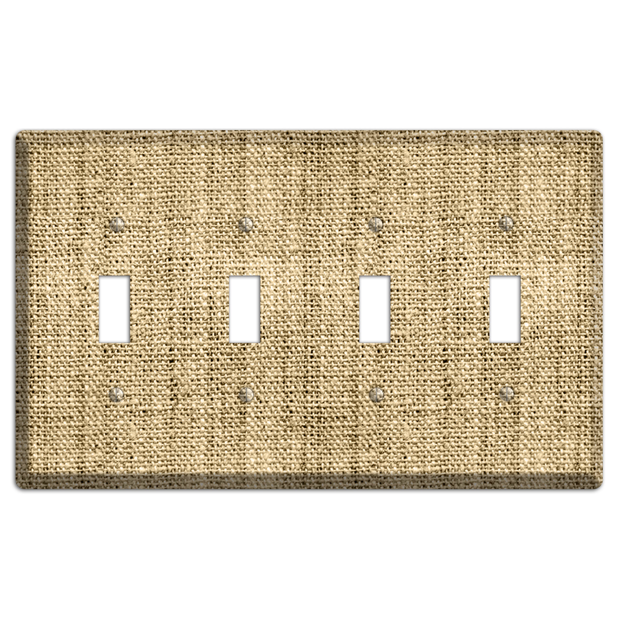 Indian Khaki Burlap 4 Toggle Wallplate