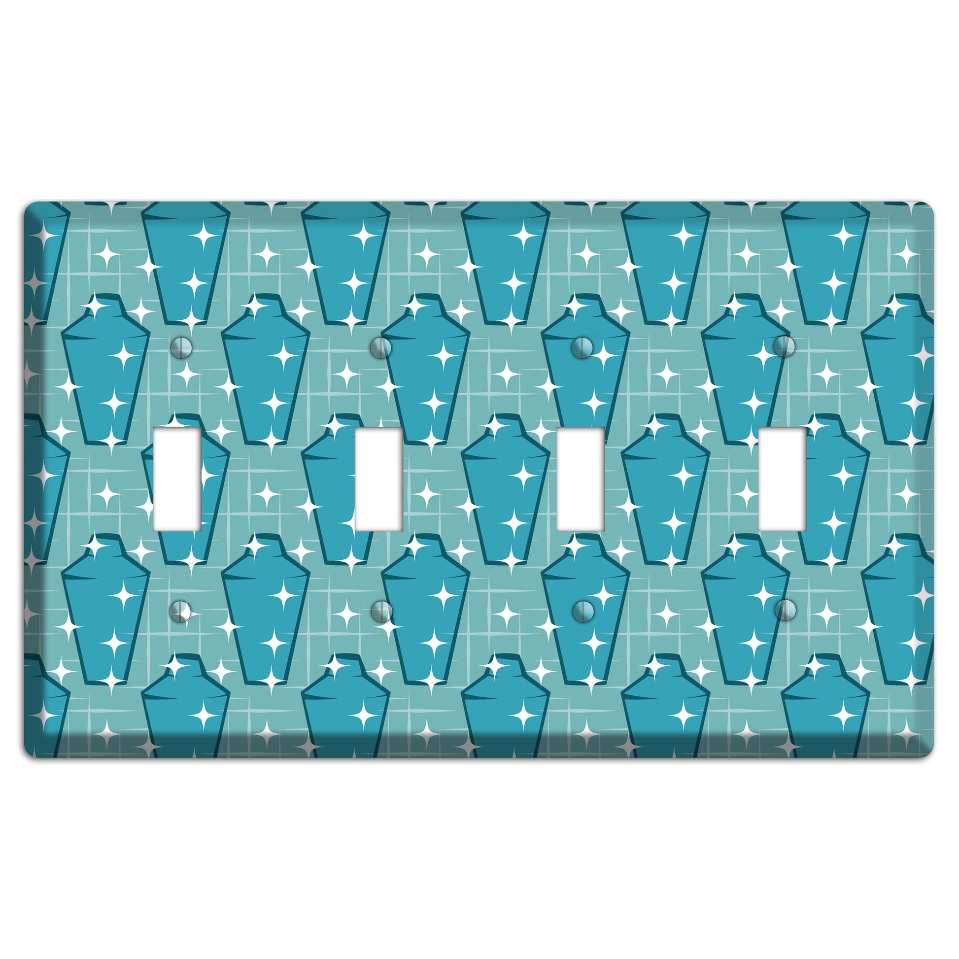 Blue and Teal Shaker 4 Toggle Wallplate