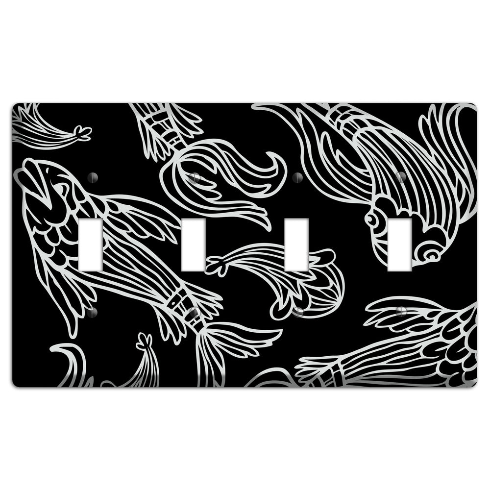 Black and White Koi 4 Toggle Wallplate