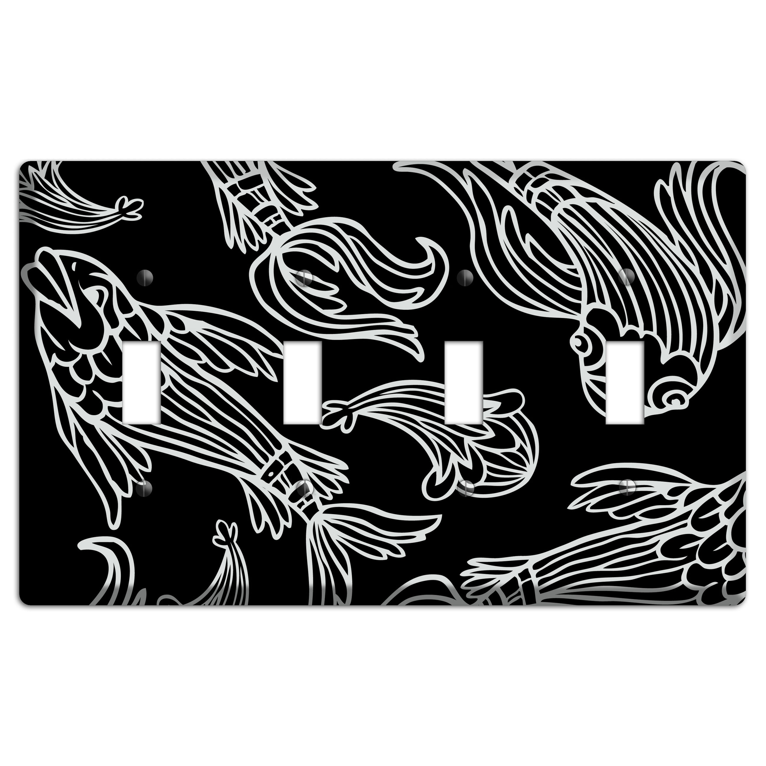 Black and White Koi 4 Toggle Wallplate