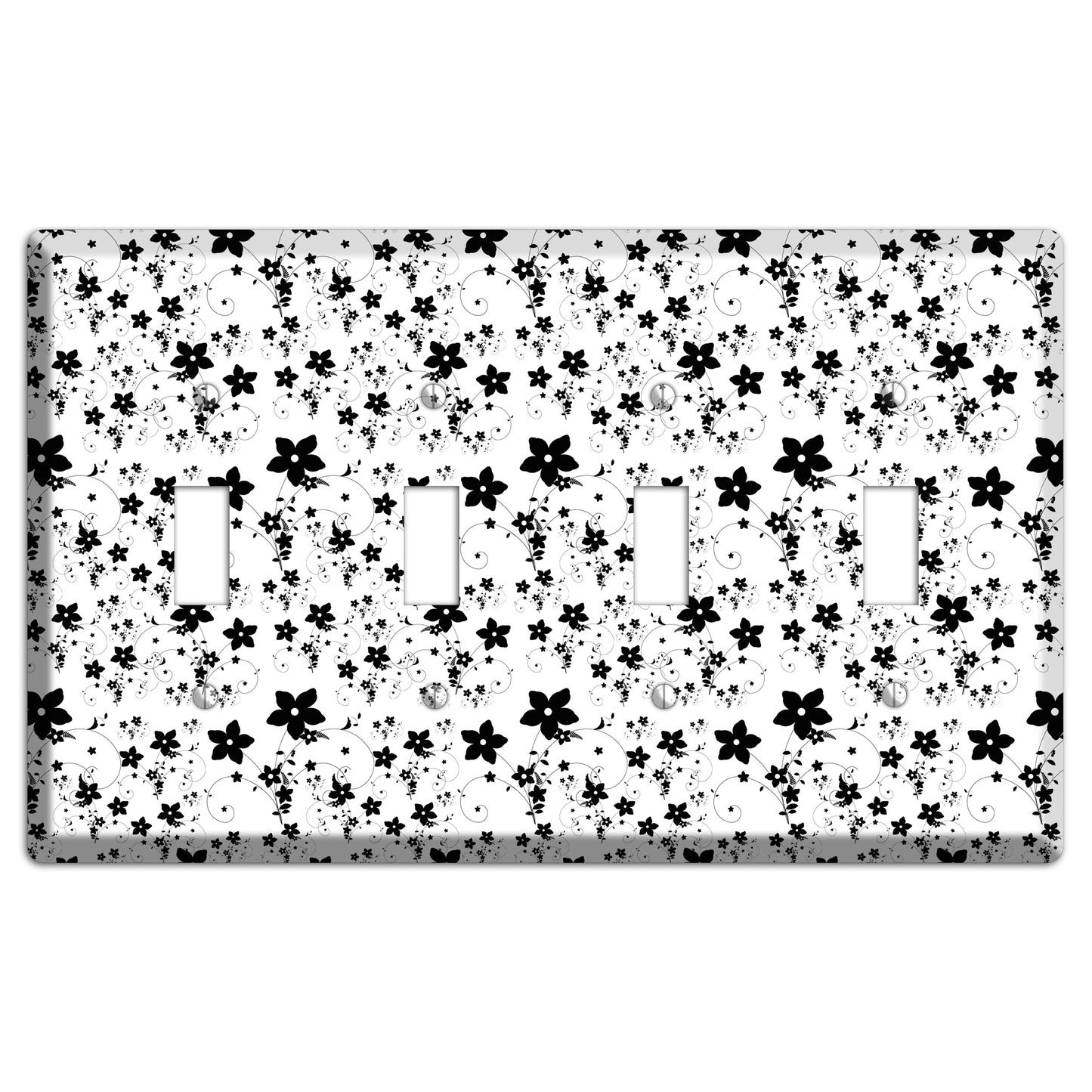 Black and White Flowers 4 Toggle Wallplate