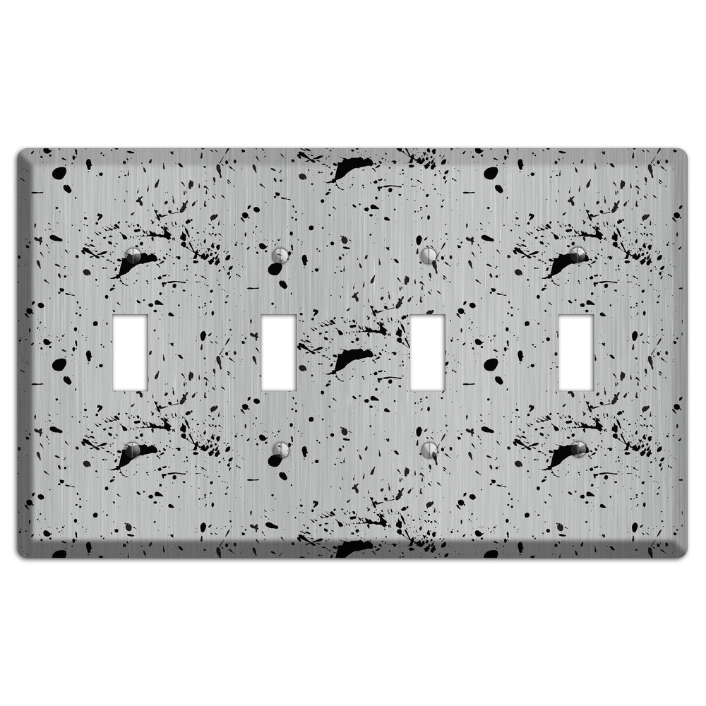 Ink Splash 5 Stainless Steel 4 Toggle Wallplate