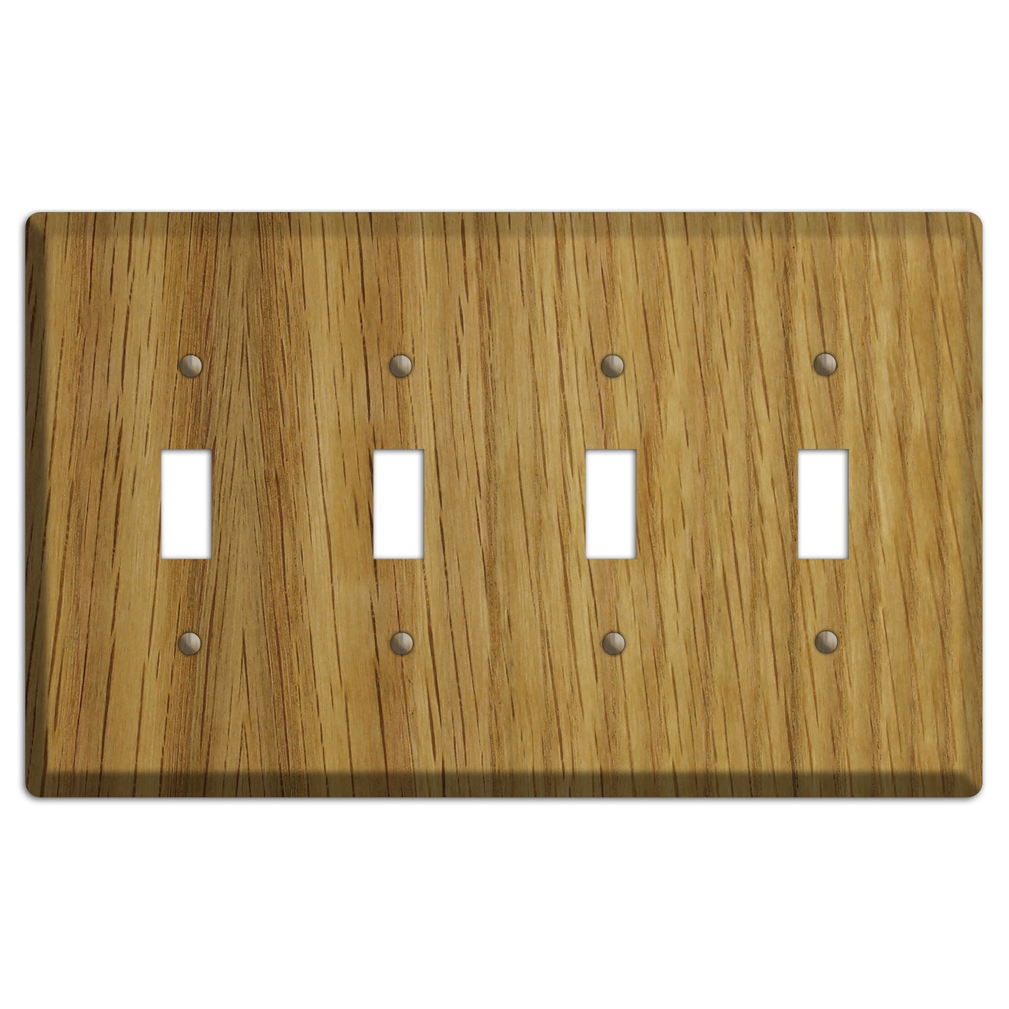 Unfinished White Oak Wood Four Toggle Switchplate