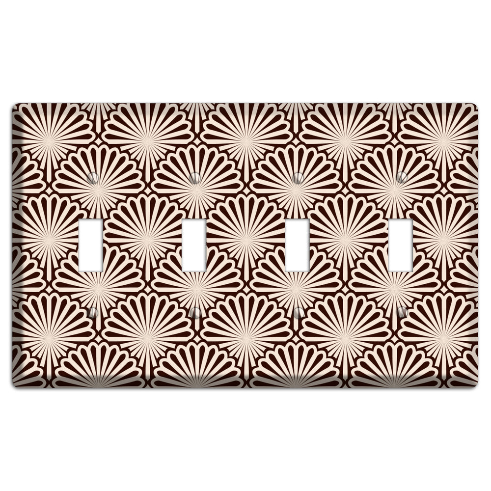 Black and White Deco Scallop Fans 4 Toggle Wallplate