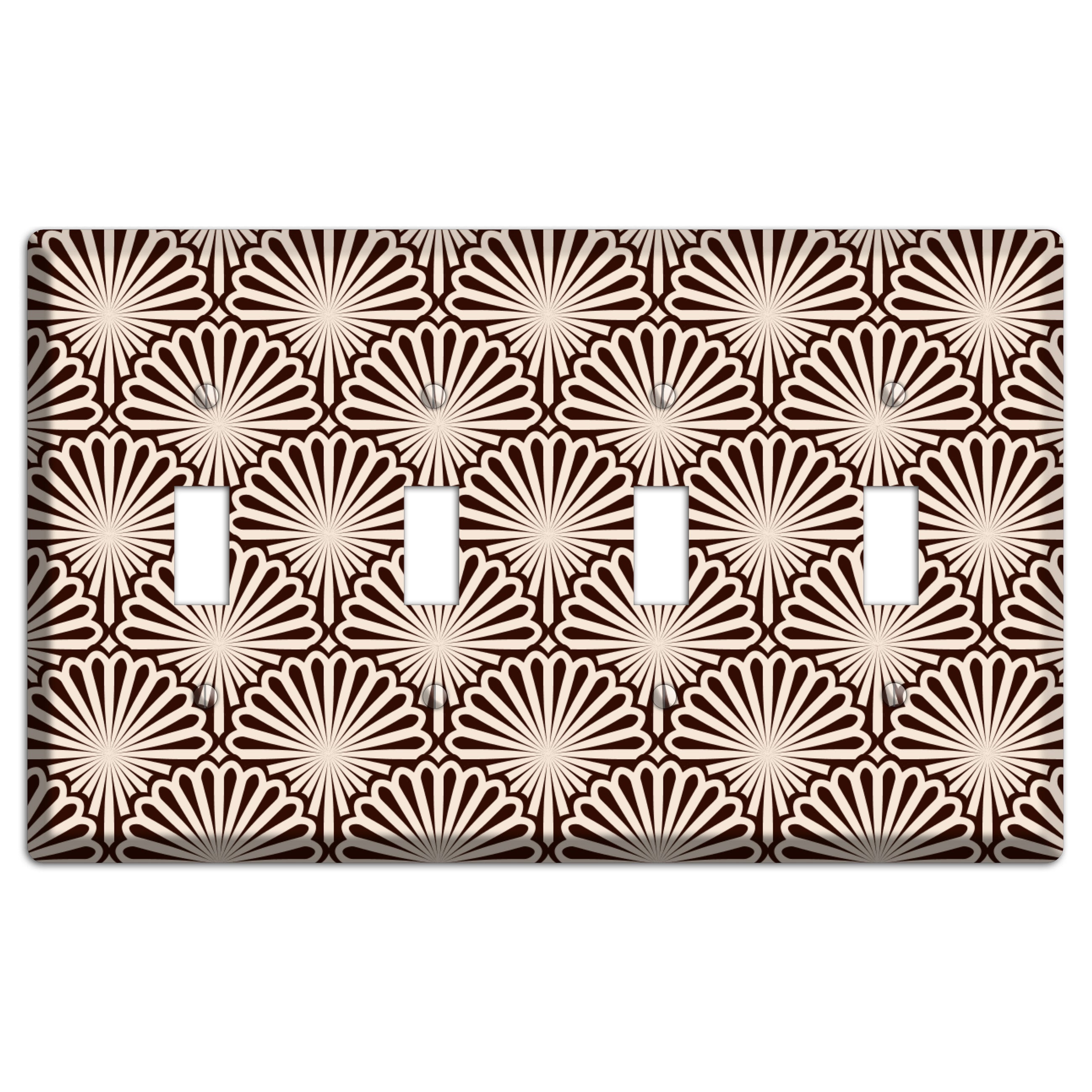 Black and White Deco Scallop Fans 4 Toggle Wallplate