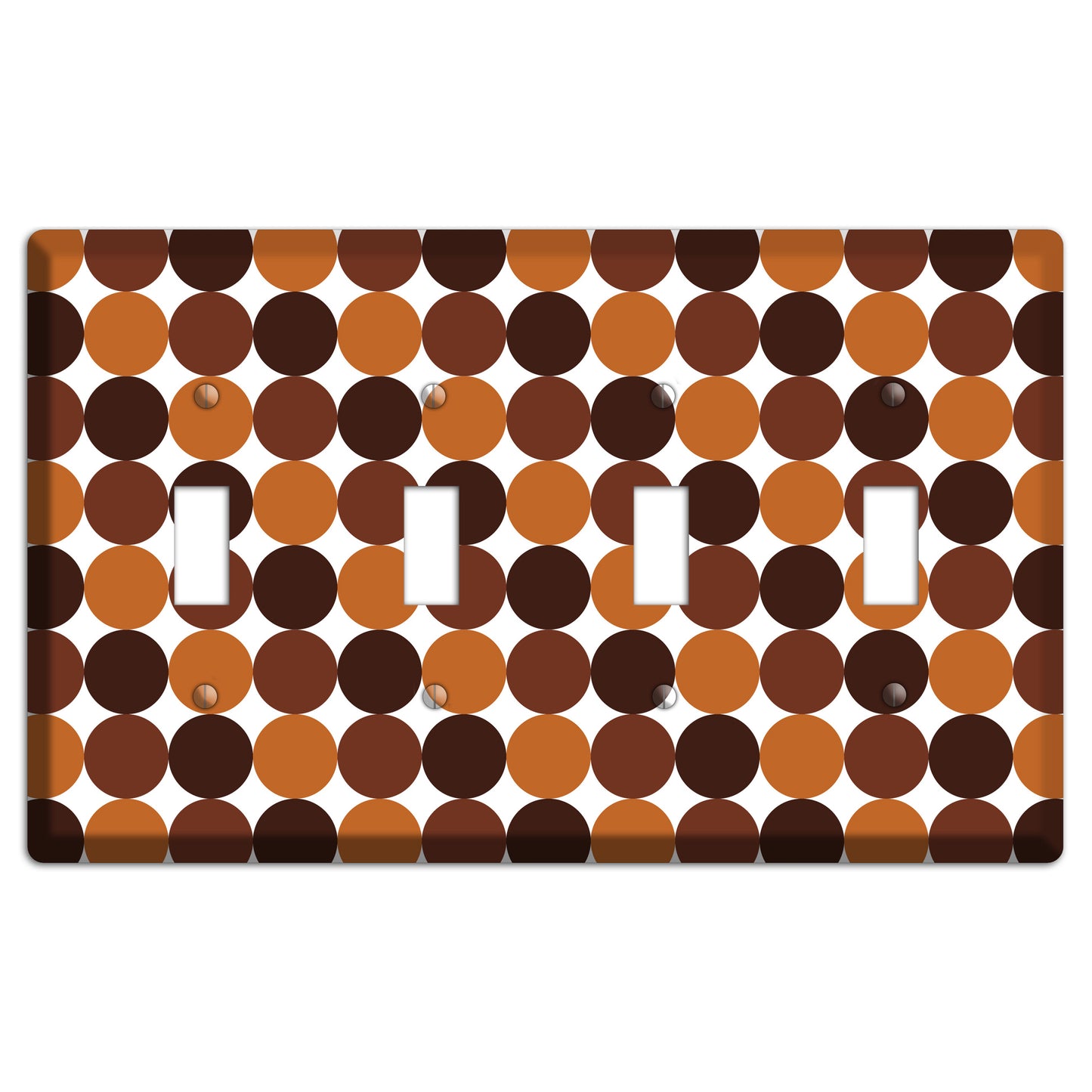 Multi Brown Tiled Dots 4 Toggle Wallplate