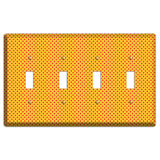Orange with Maroon Tiny Polka Dots 4 Toggle Wallplate