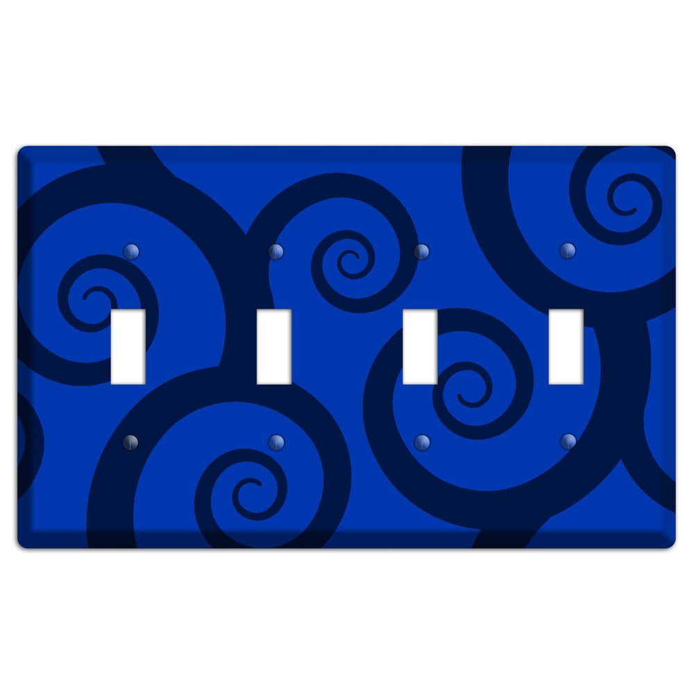 Blue Large Swirl 4 Toggle Wallplate