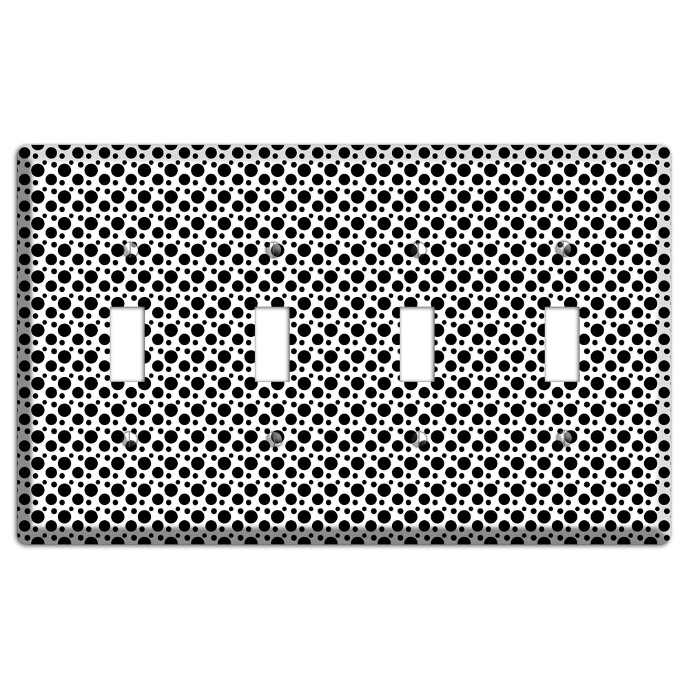 White with Black Small and Tiny Polka Dots 4 Toggle Wallplate
