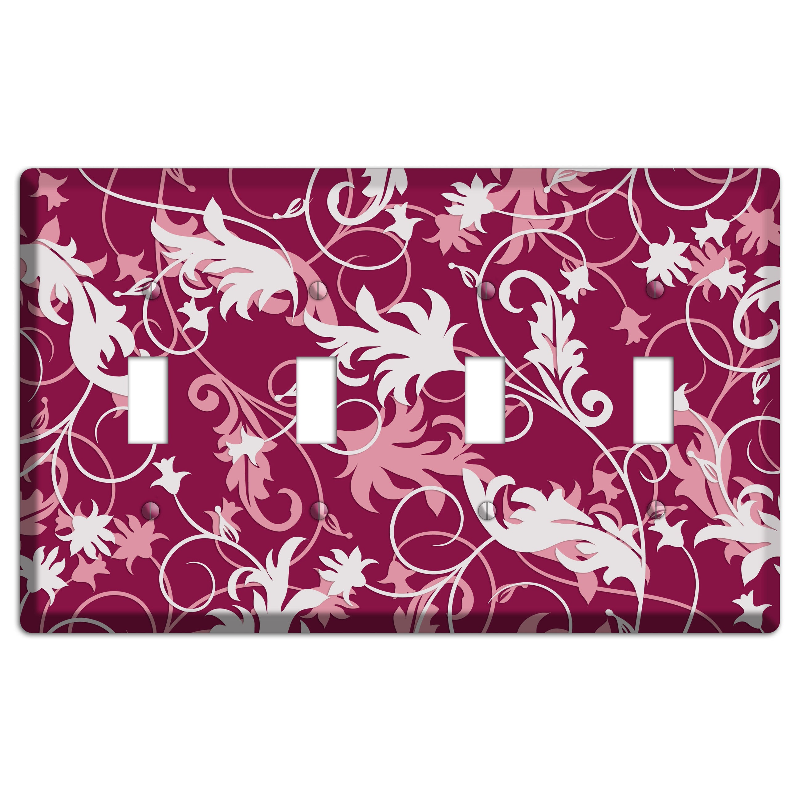 Fuschia and Pink Victorian Sprig 4 Toggle Wallplate