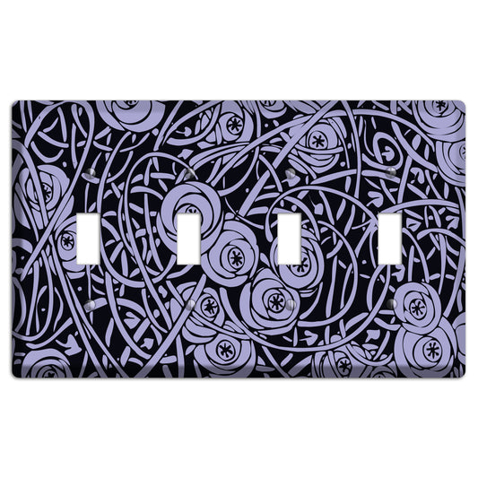 Lilac Deco Floral 4 Toggle Wallplate
