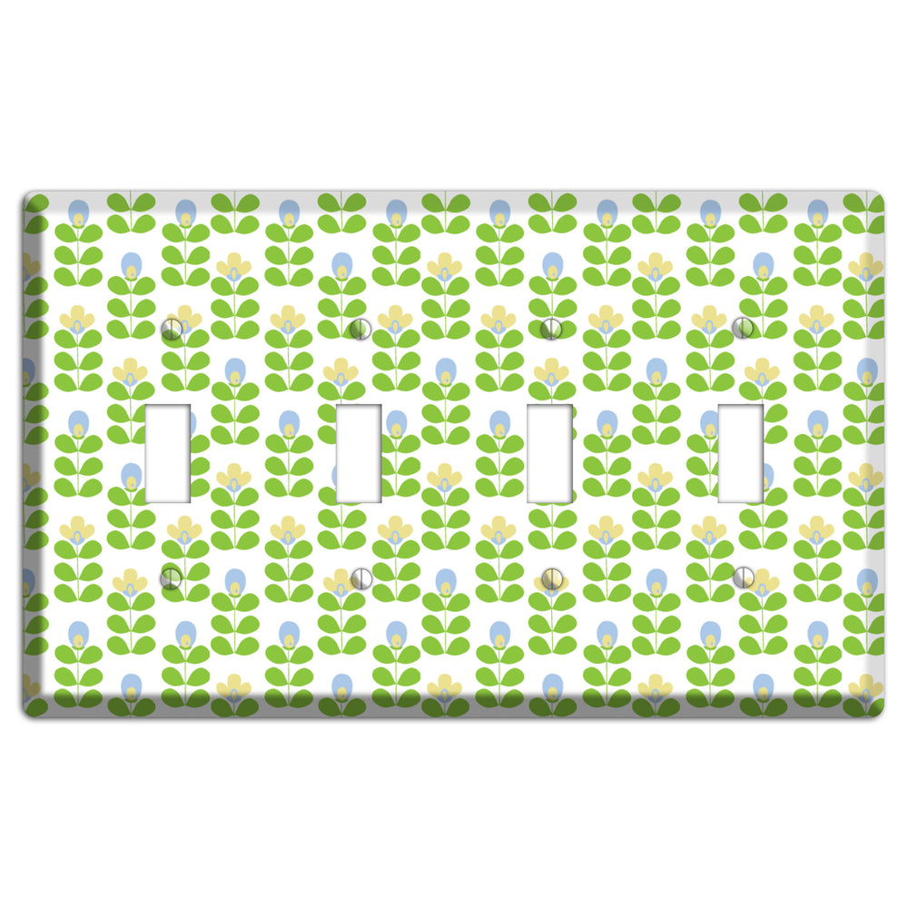 Green Deco Floral Half Drop 4 Toggle Wallplate