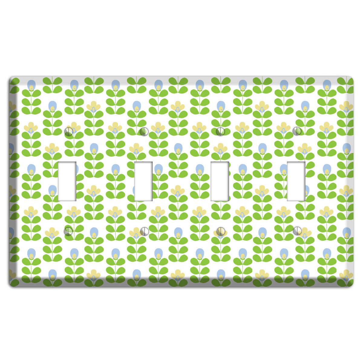Green Deco Floral Half Drop 4 Toggle Wallplate