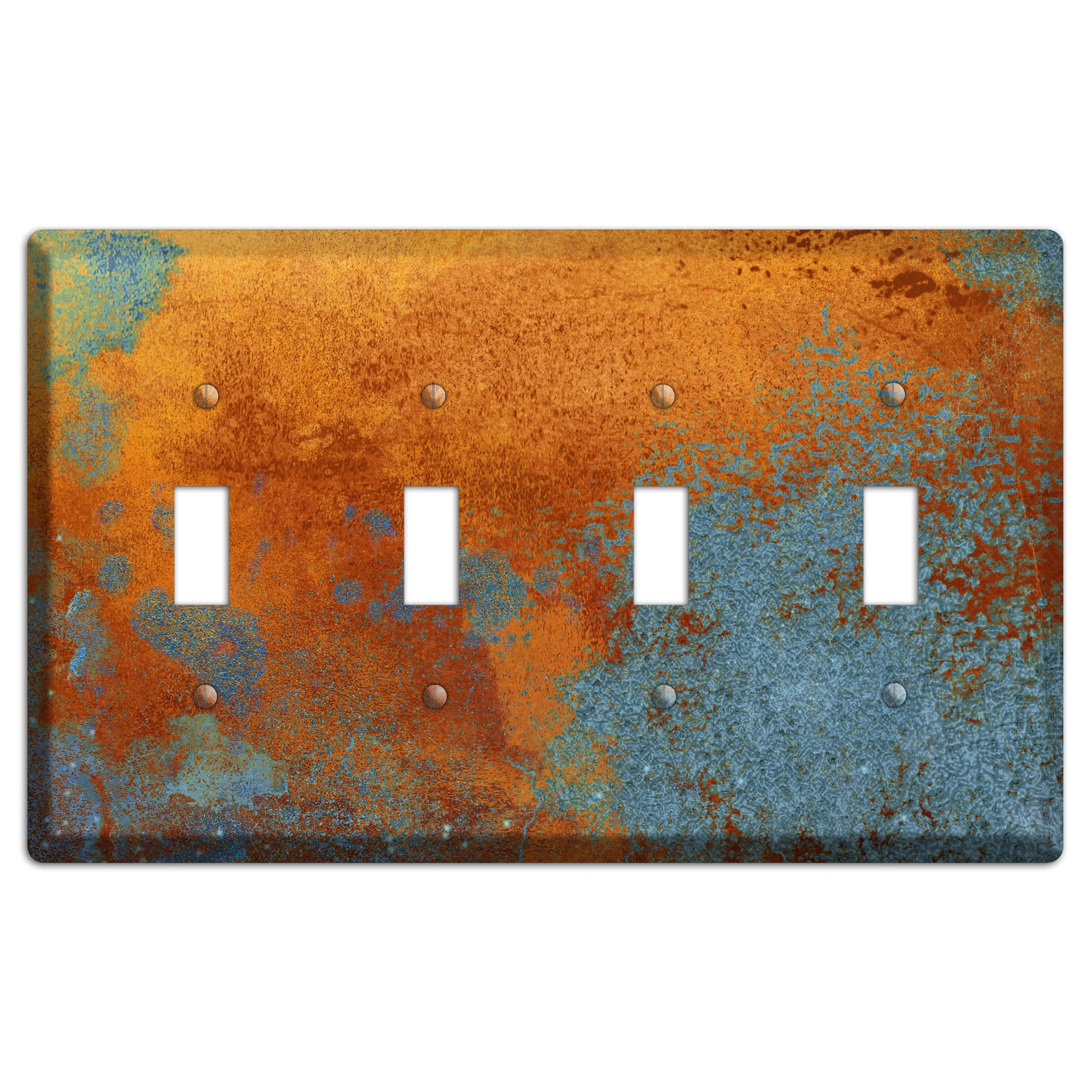 Antique Copper with Blue 4 Toggle Wallplate