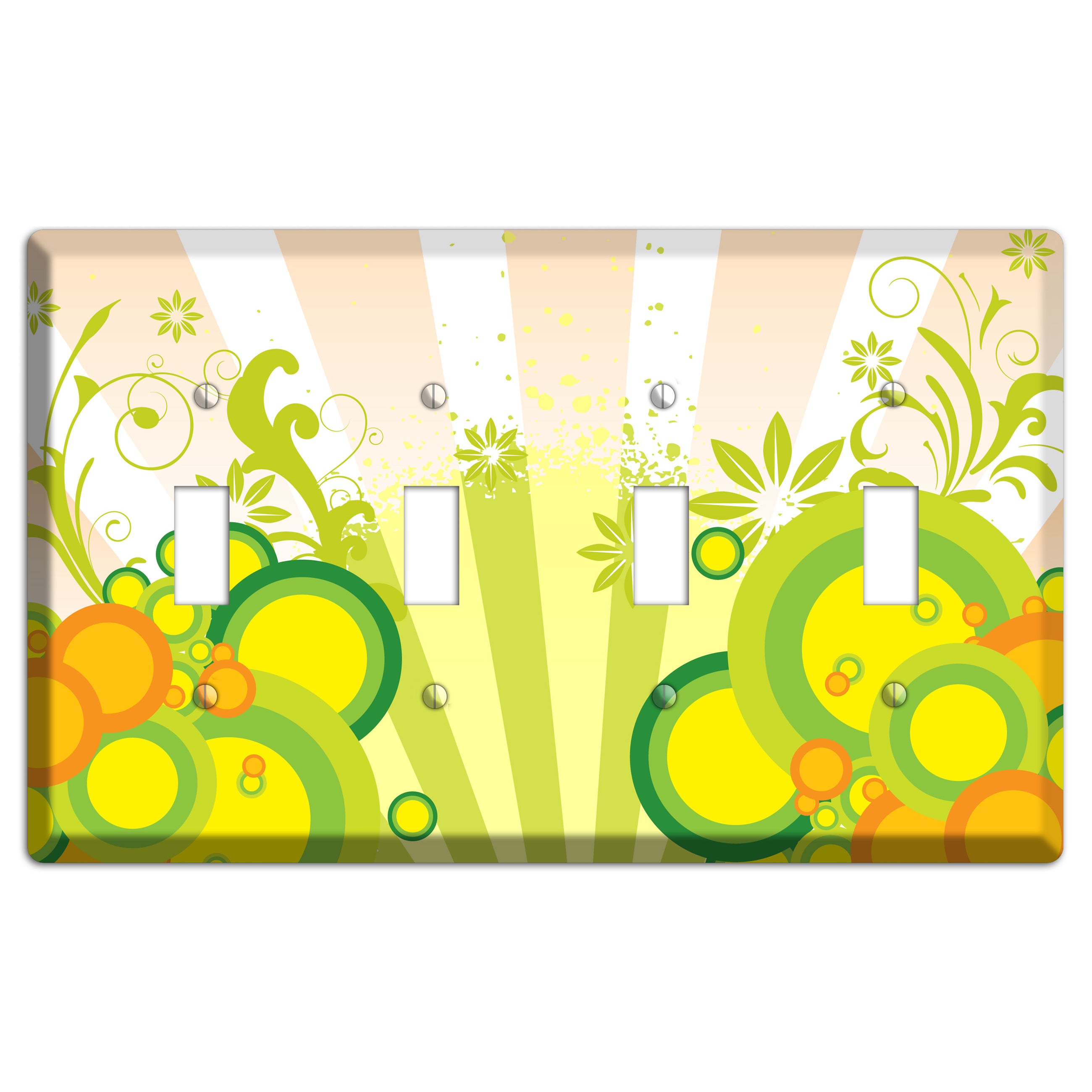 Green Yellow Orange Retro Sprig 4 Toggle Wallplate
