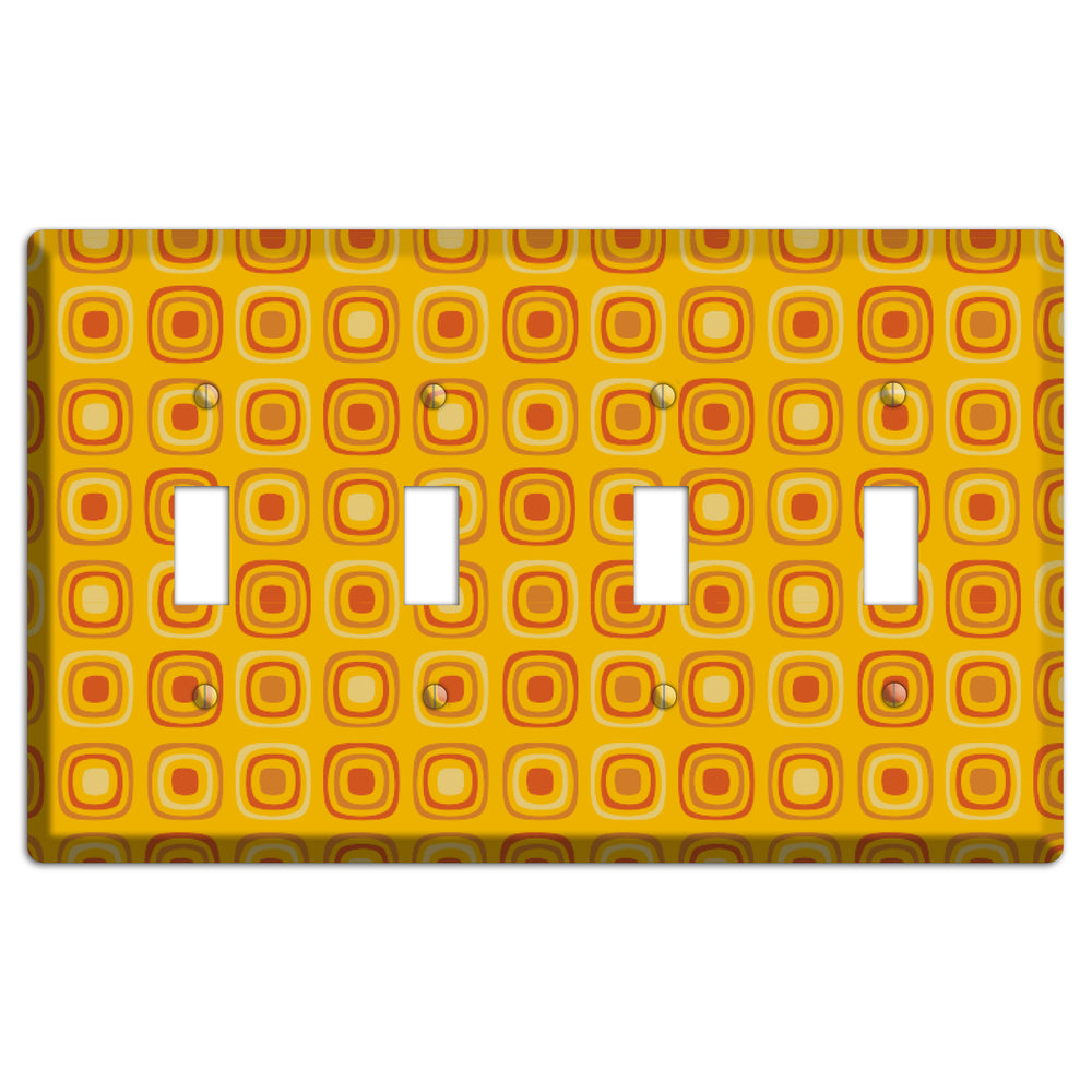 Multi Orange Red Retro Squares 4 Toggle Wallplate