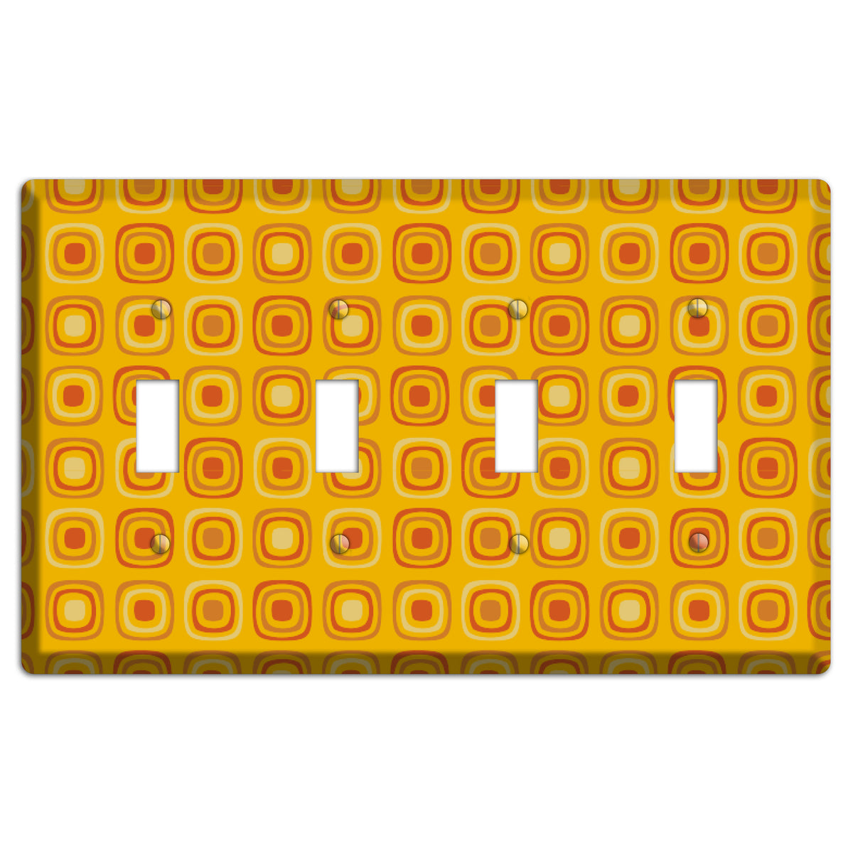 Multi Orange Red Retro Squares 4 Toggle Wallplate