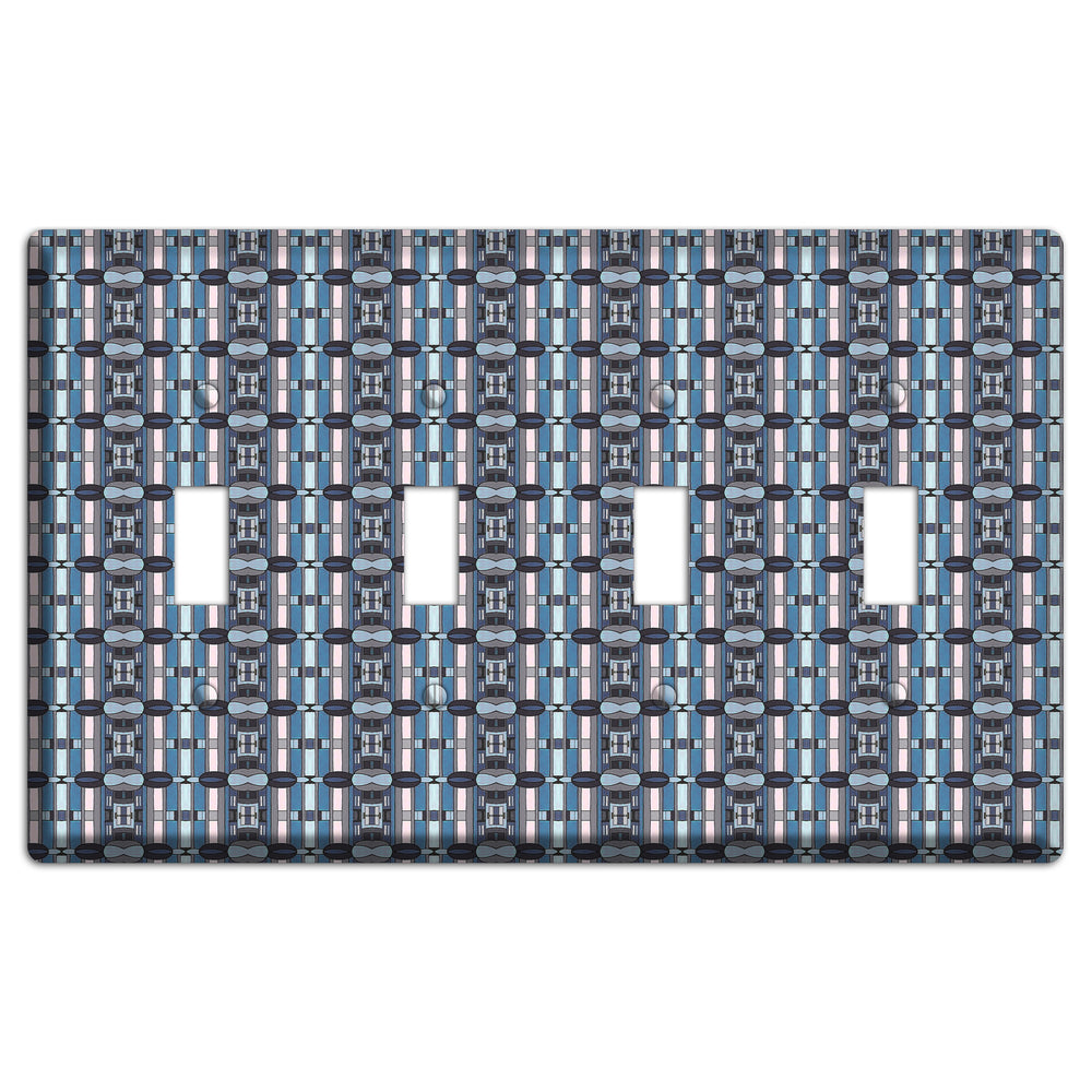 Blue and Grey Tapestry 4 Toggle Wallplate