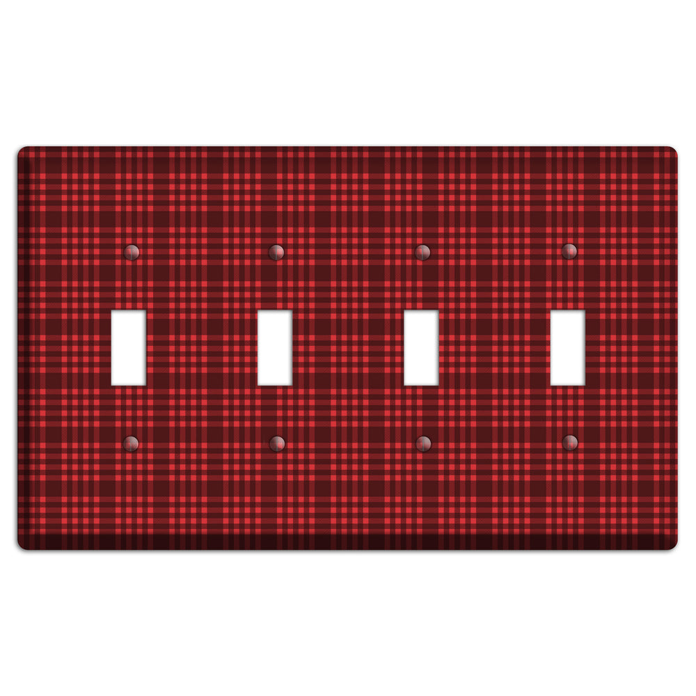 Maroon Plaid 4 Toggle Wallplate