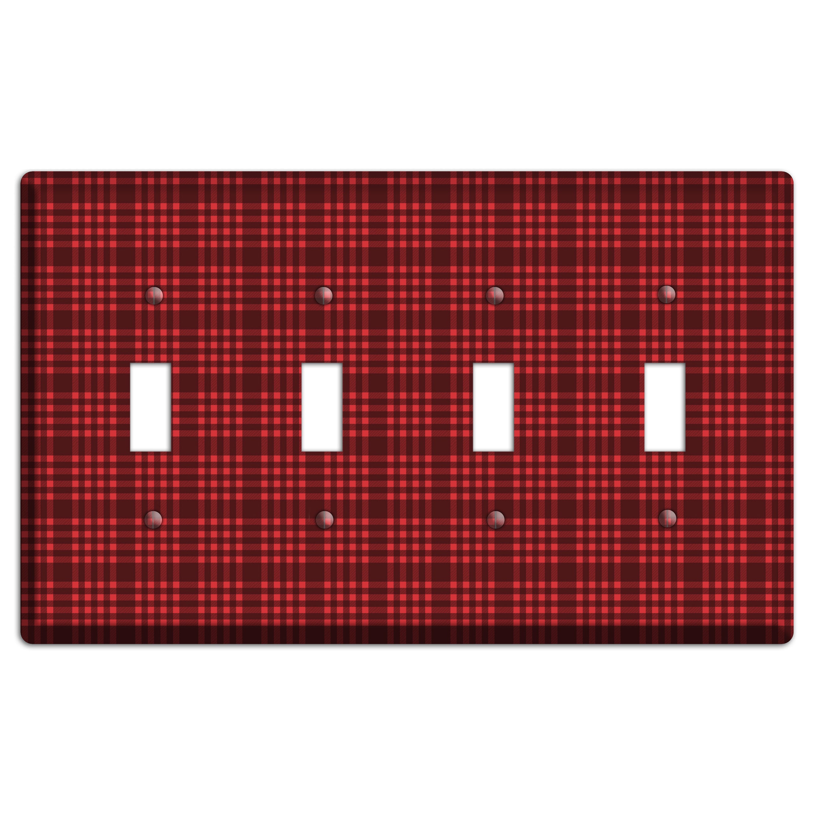 Maroon Plaid 4 Toggle Wallplate