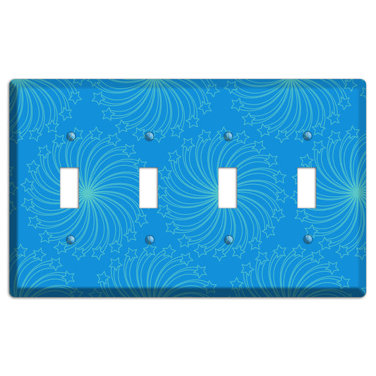Multi Blue Star Swirl 4 Toggle Wallplate