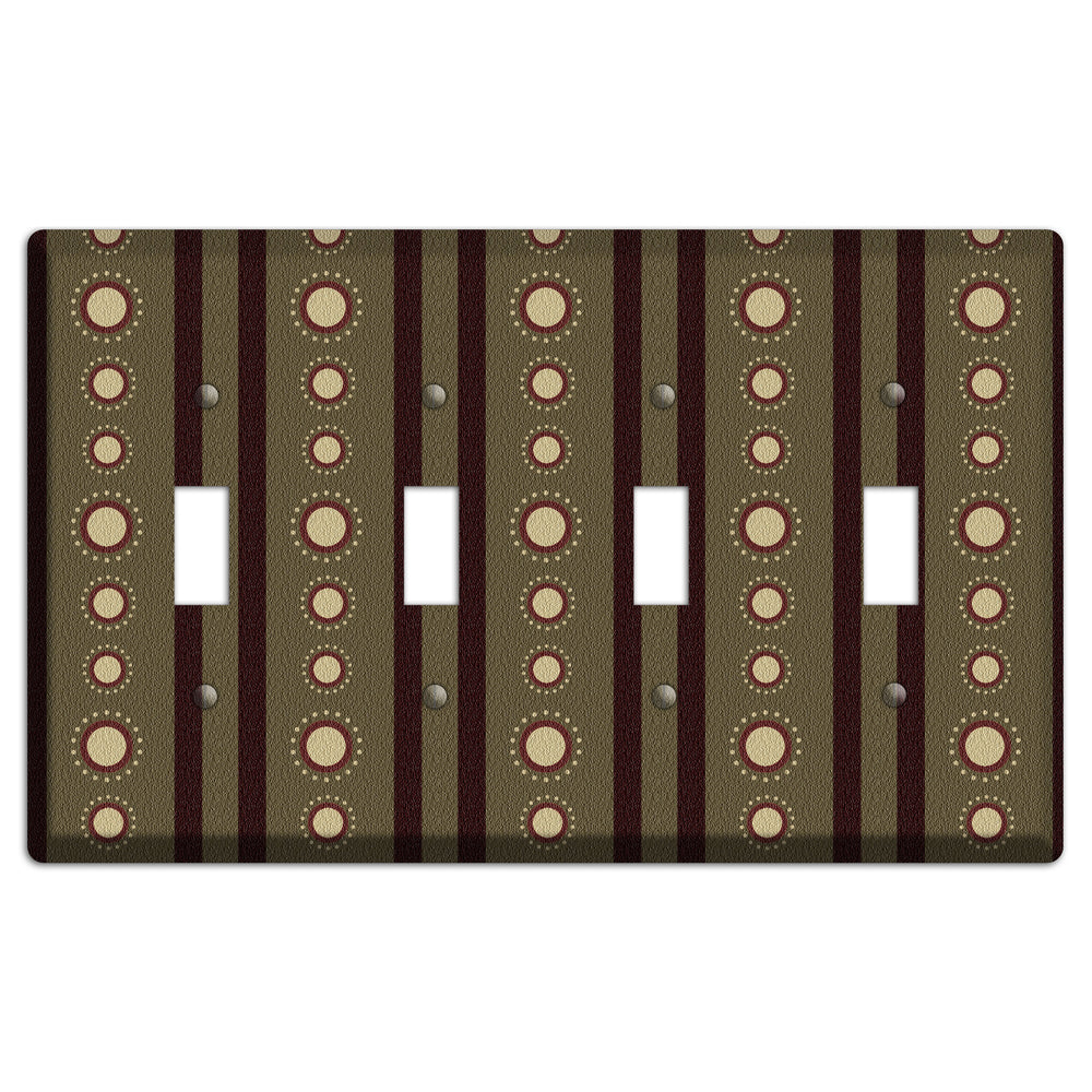 Multi Brown Suzani 4 Toggle Wallplate