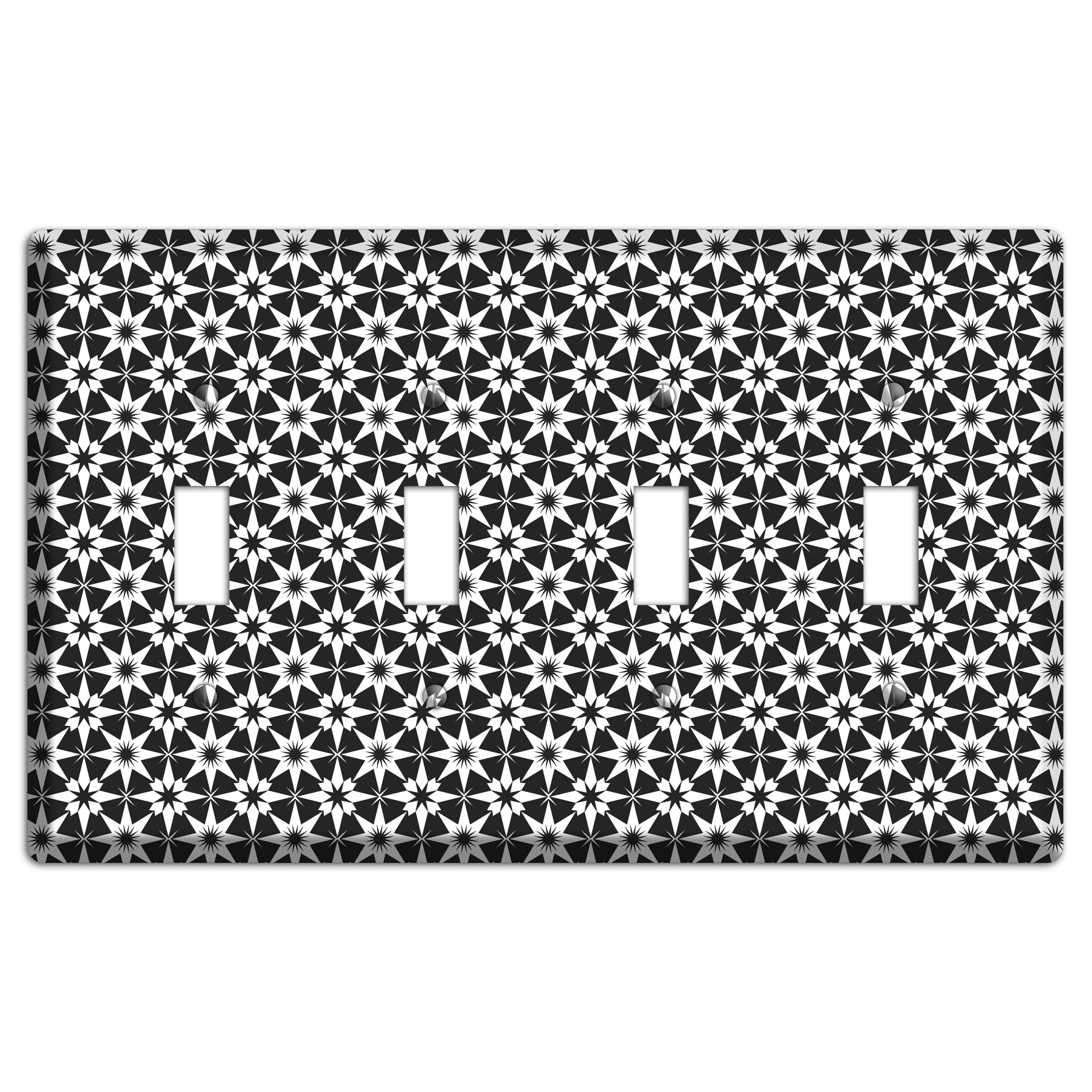 Black with White Foulard 4 Toggle Wallplate