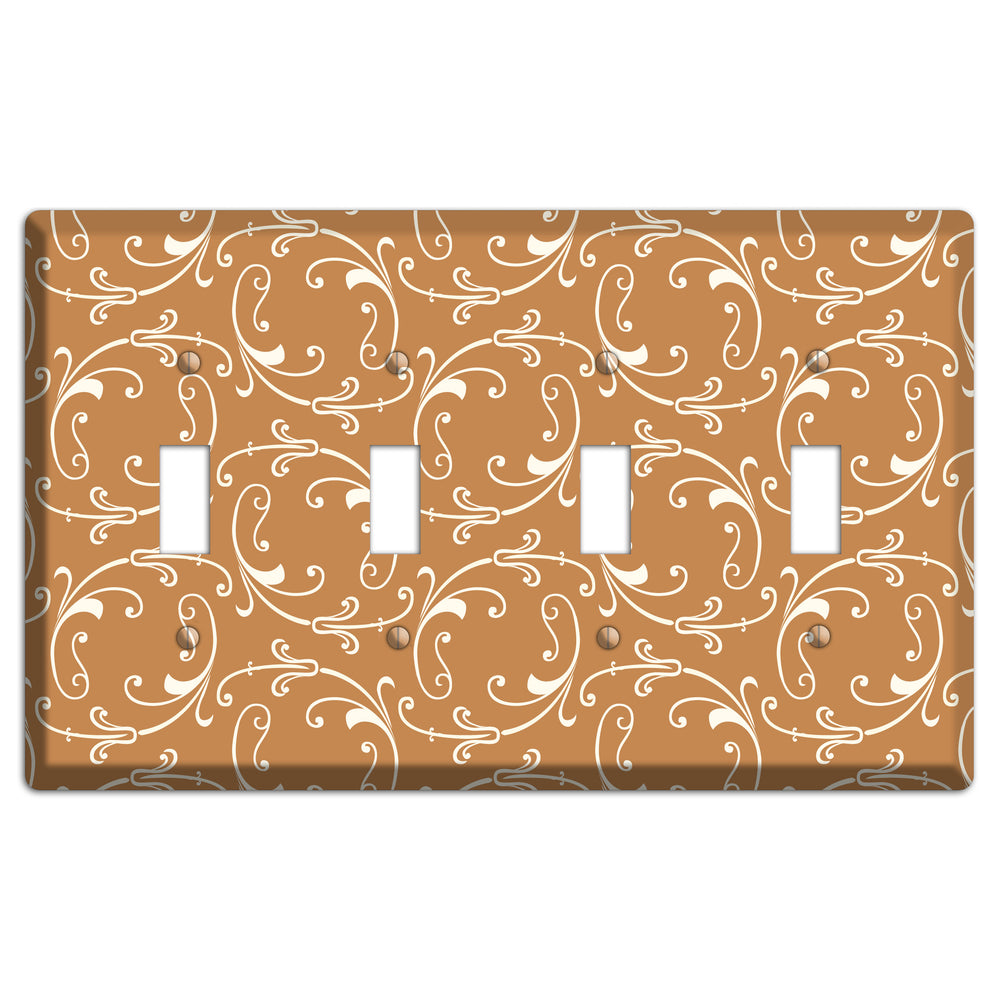 Gold Victorian Sprig 4 Toggle Wallplate