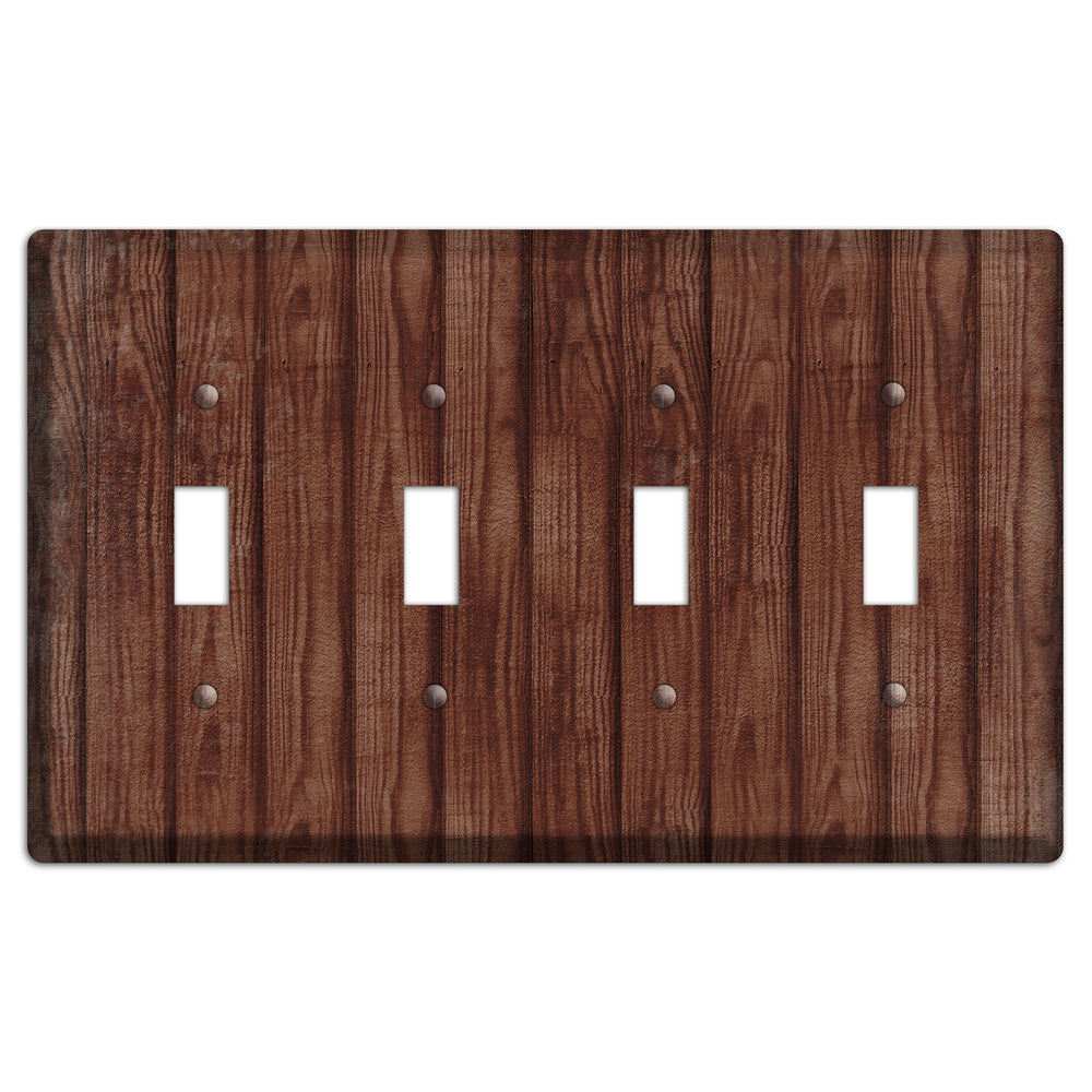Saddle Weathered Wood 4 Toggle Wallplate