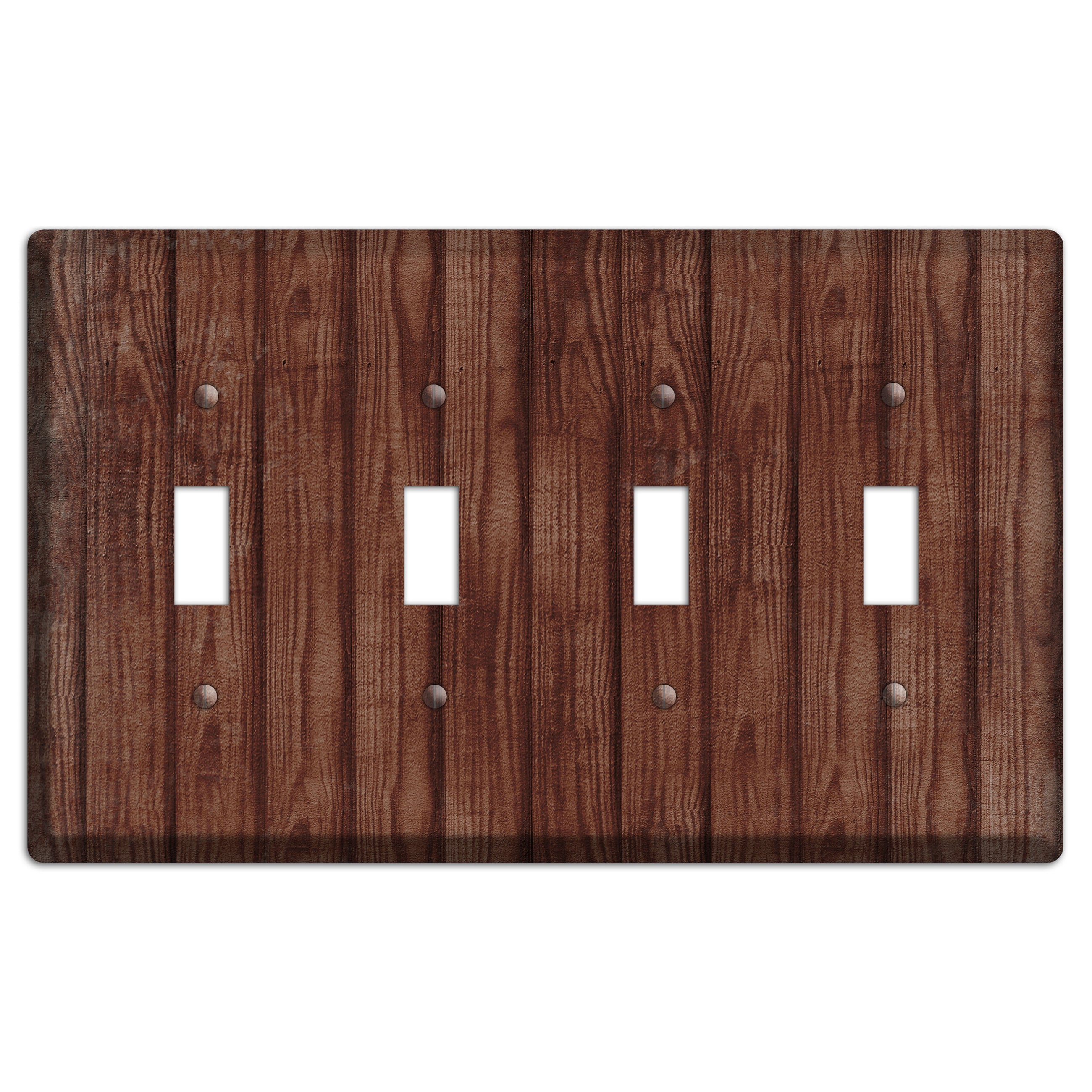 Saddle Weathered Wood 4 Toggle Wallplate