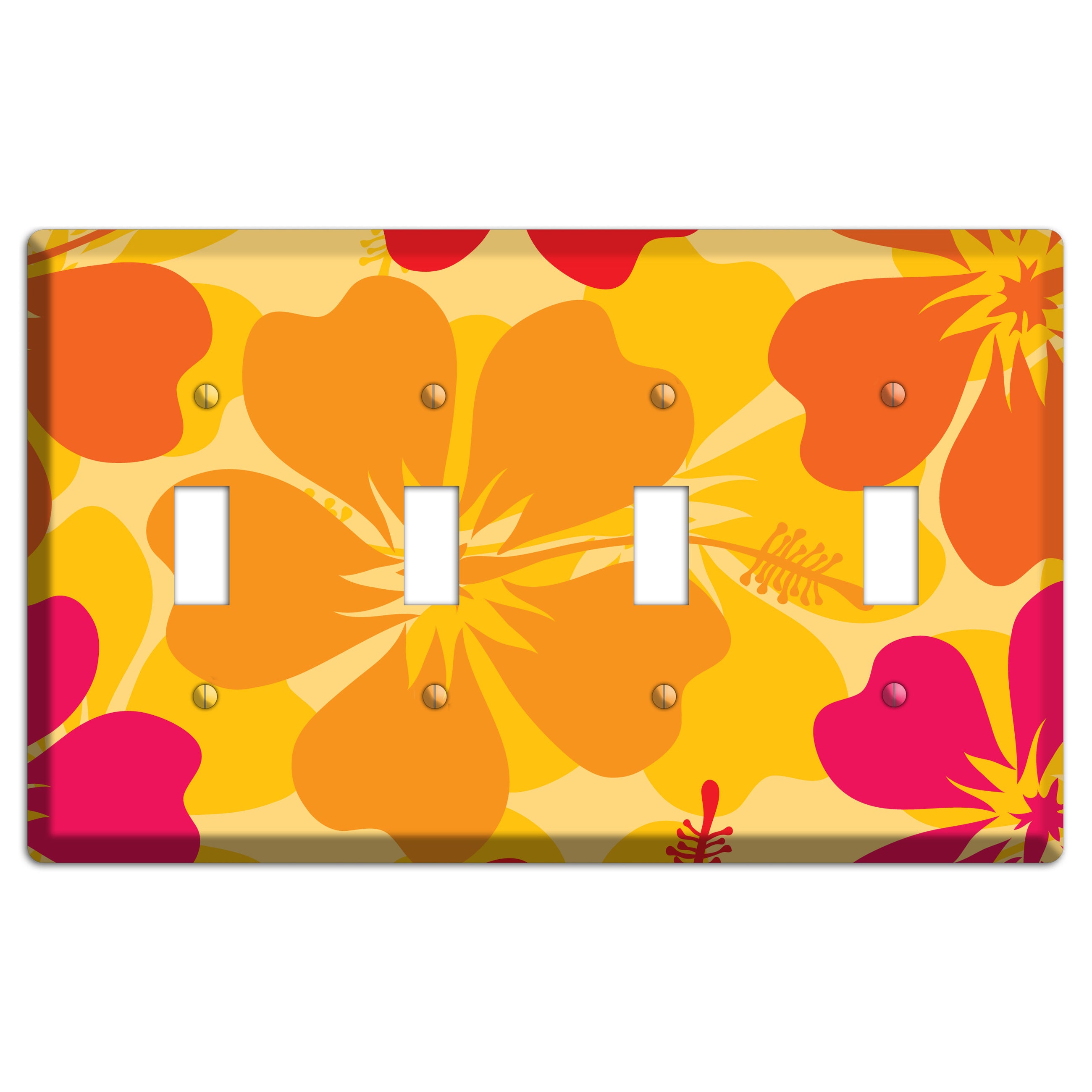Orange Retro Flowers 2 4 Toggle Wallplate