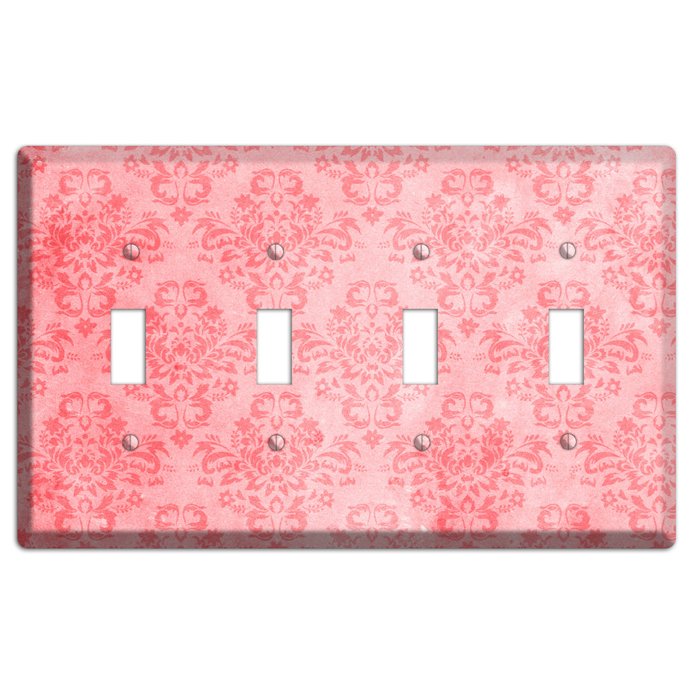 Rose Bud Soft Coral 4 Toggle Wallplate