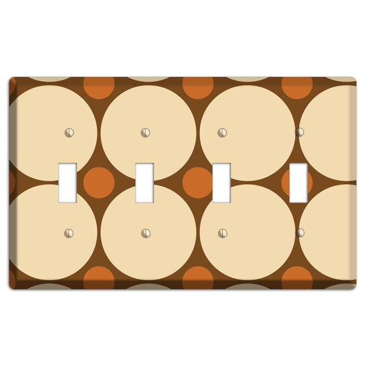 Brown with Beige and Umber Multi Tiled Large Dots 4 Toggle Wallplate