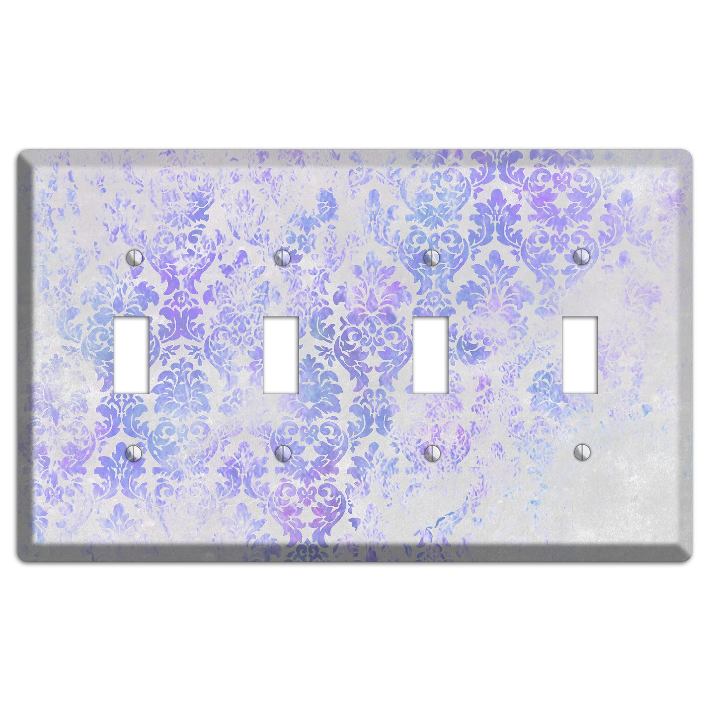 Periwinkle Gray Whimsical Damask 4 Toggle Wallplate
