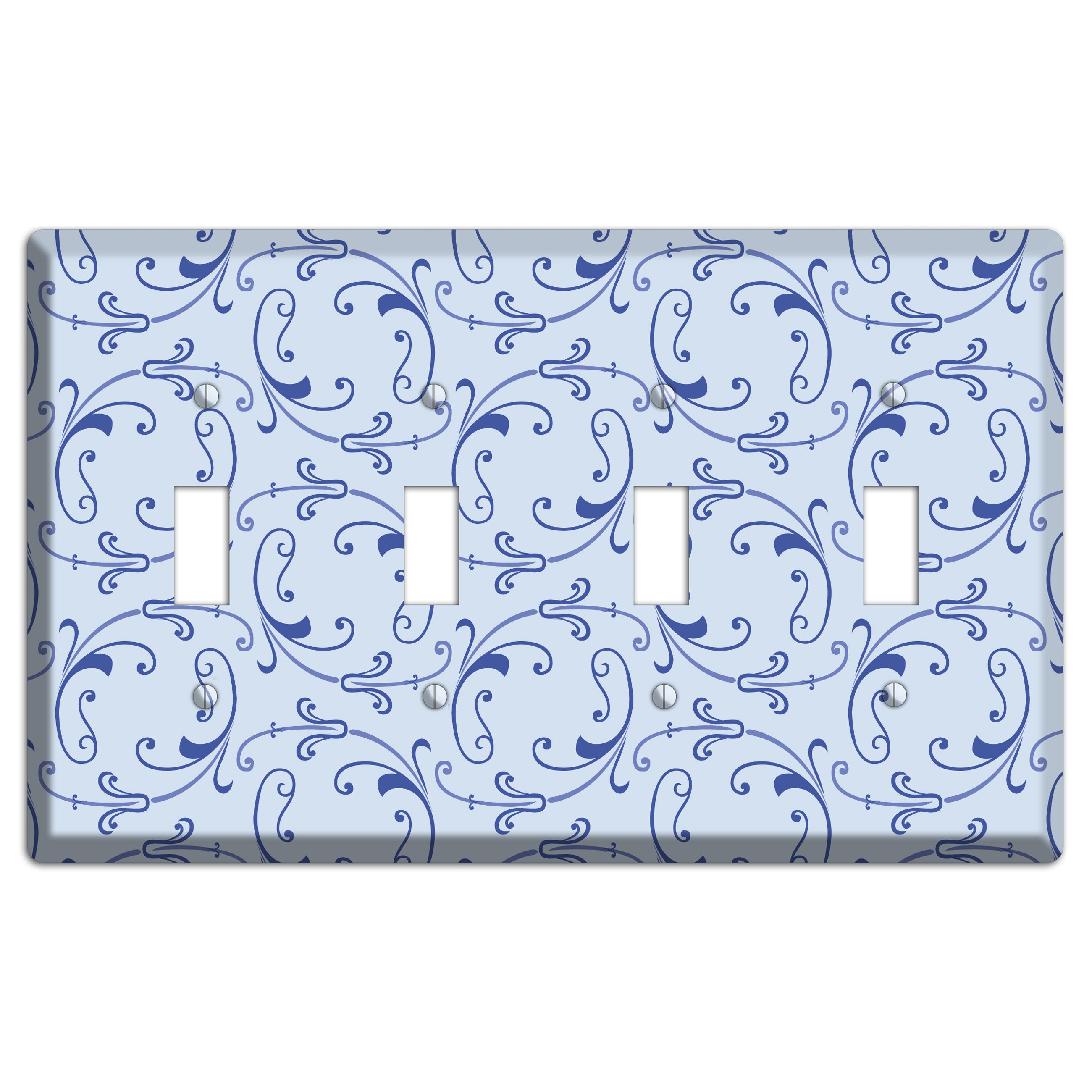 Light Blue Victorian Sprig 4 Toggle Wallplate