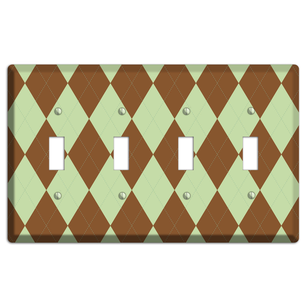 Brown Argyle 4 Toggle Wallplate