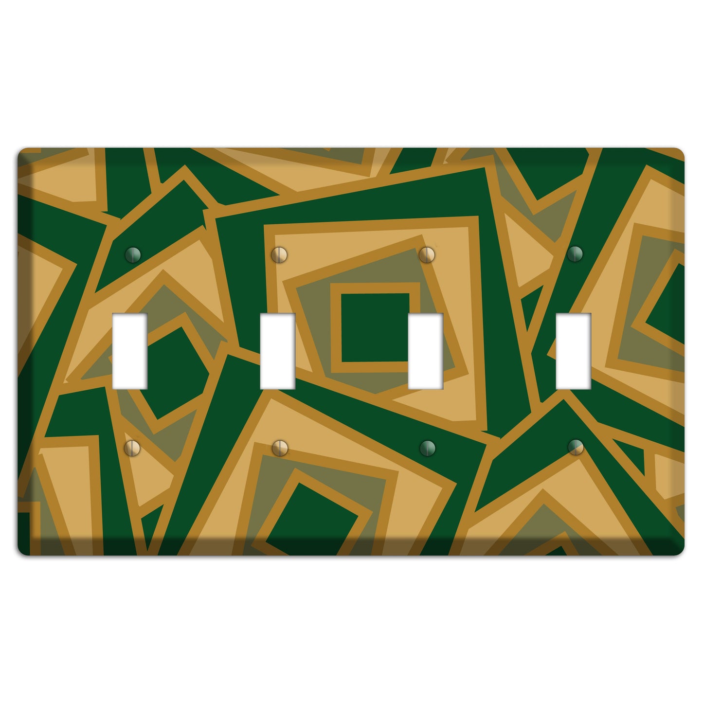 Green and Beige Retro Cubist 4 Toggle Wallplate