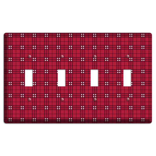 Red and White Plaid 4 Toggle Wallplate
