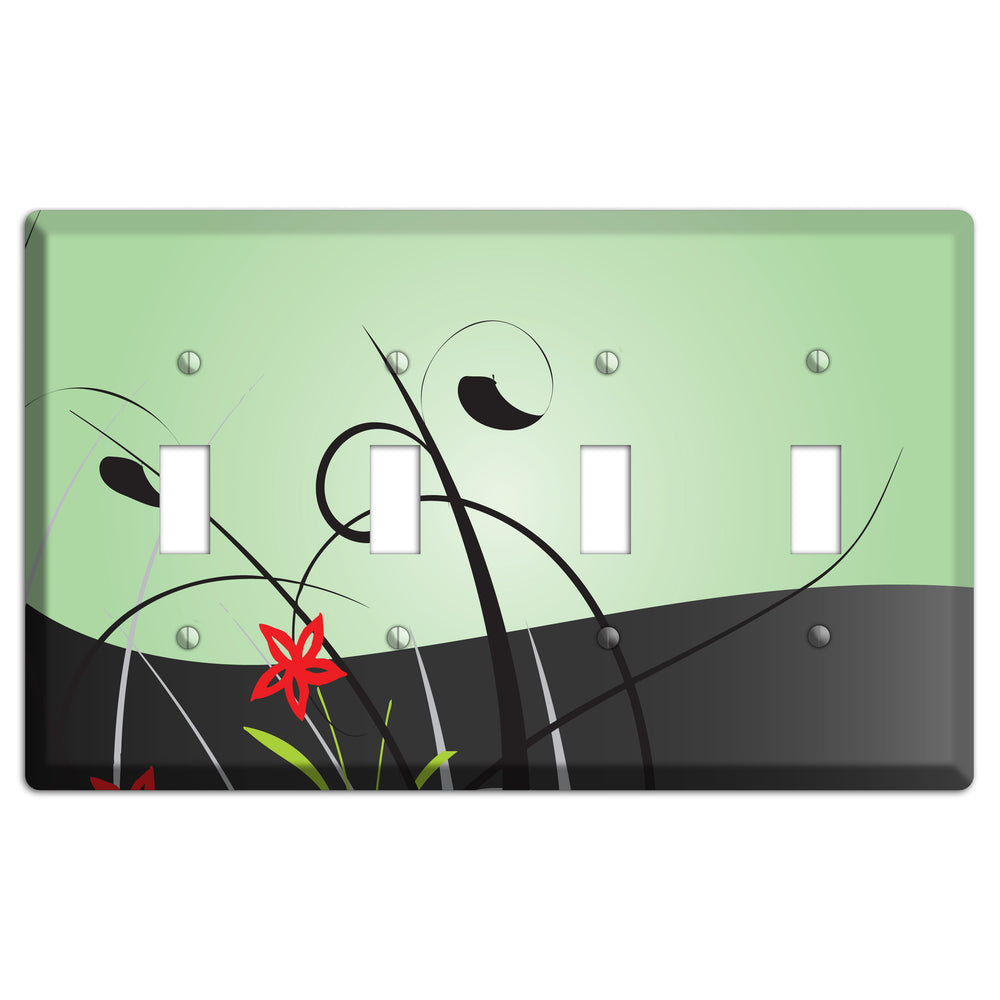 Mint Green Floral Sprig 4 Toggle Wallplate
