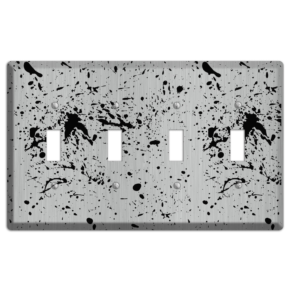 Ink Splash 4 Stainless Steel 4 Toggle Wallplate
