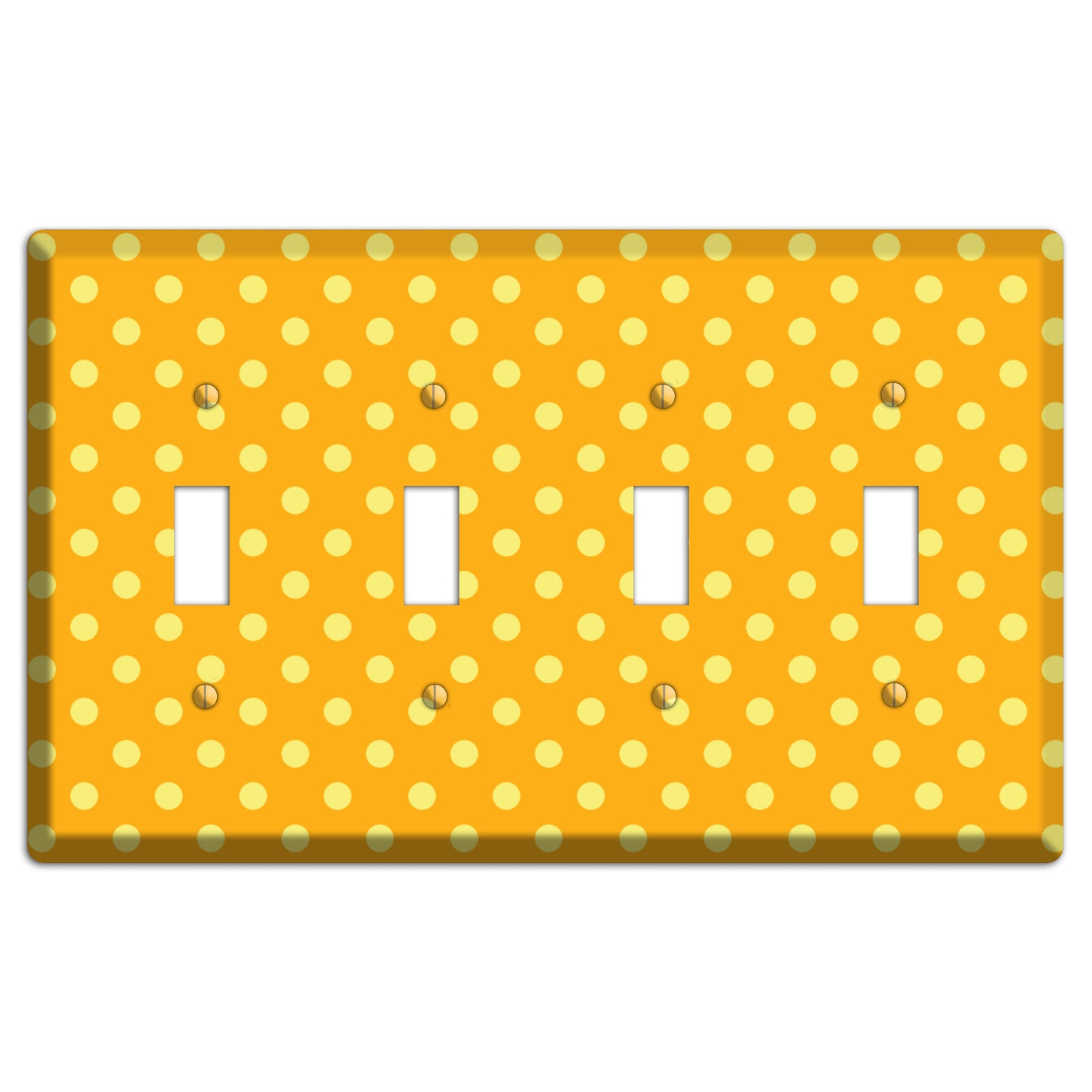 Orange and Yellow Polka Dot 4 Toggle Wallplate