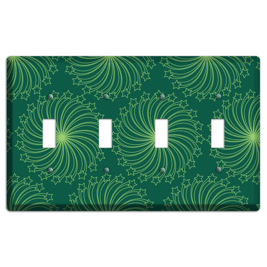 Multi Green Star Swirl 4 Toggle Wallplate
