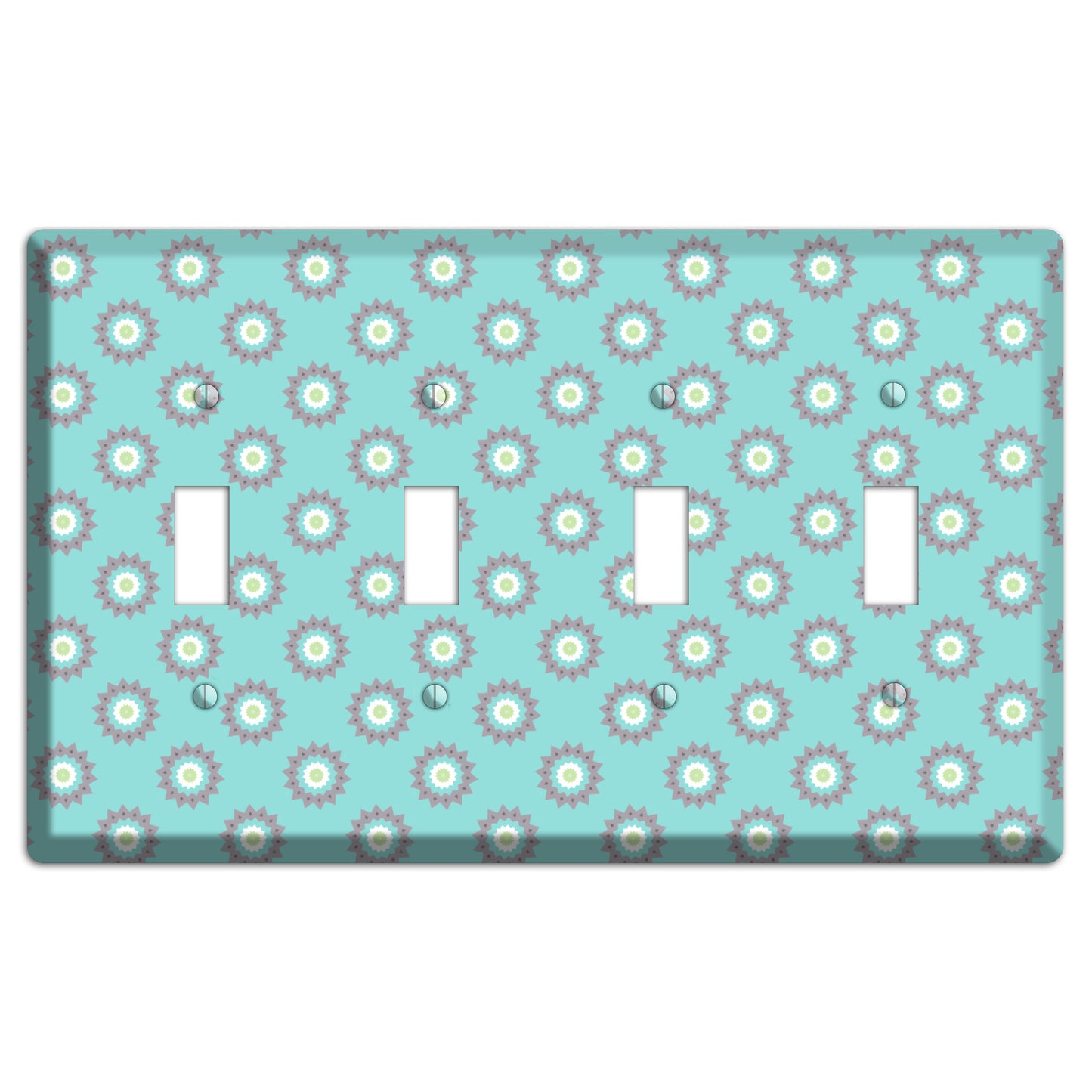 Turquoise with Suzani Dots 4 Toggle Wallplate