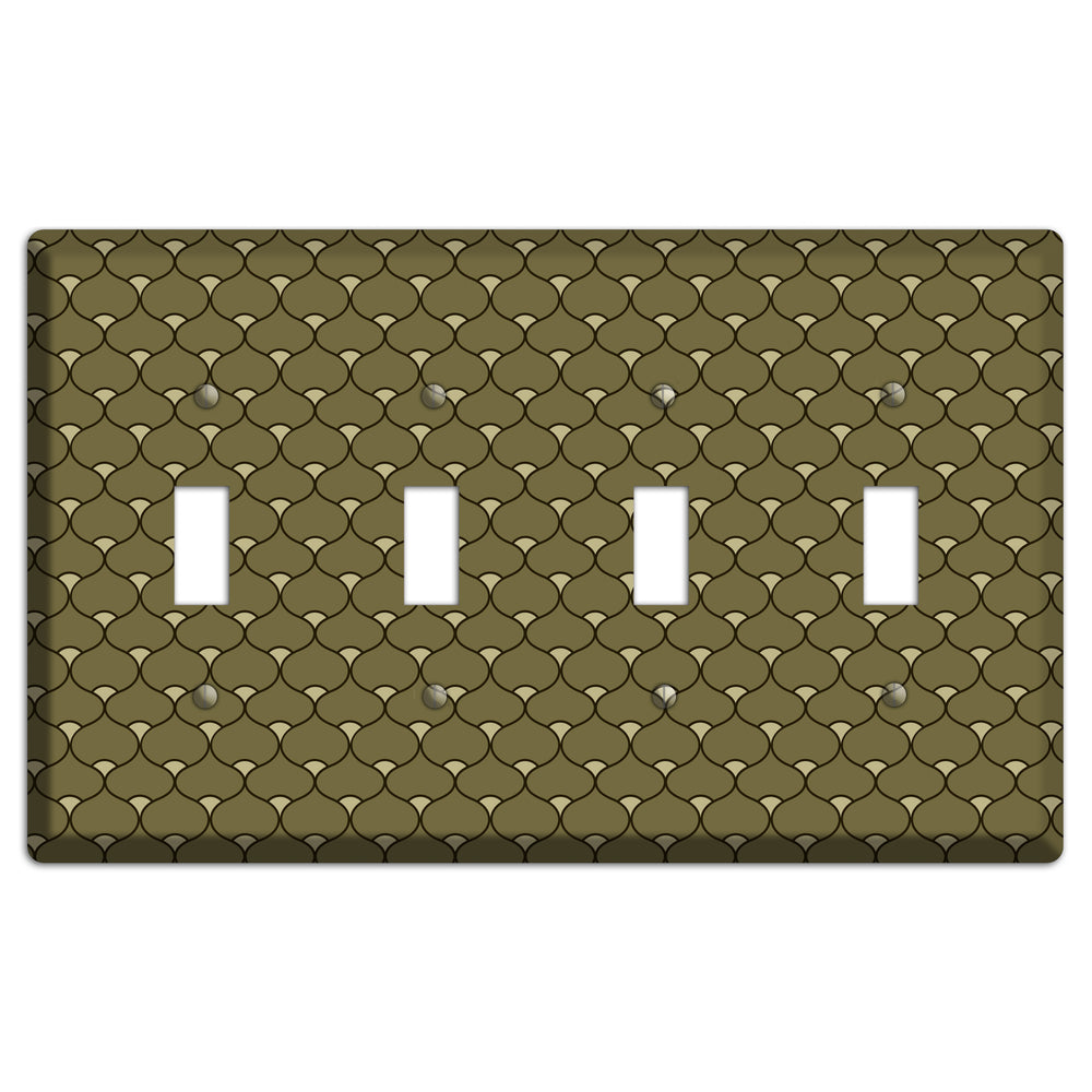Brown Deco Scallop 4 Toggle Wallplate